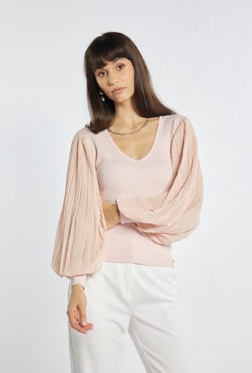 Sweter damski z bufiastymi rękawami