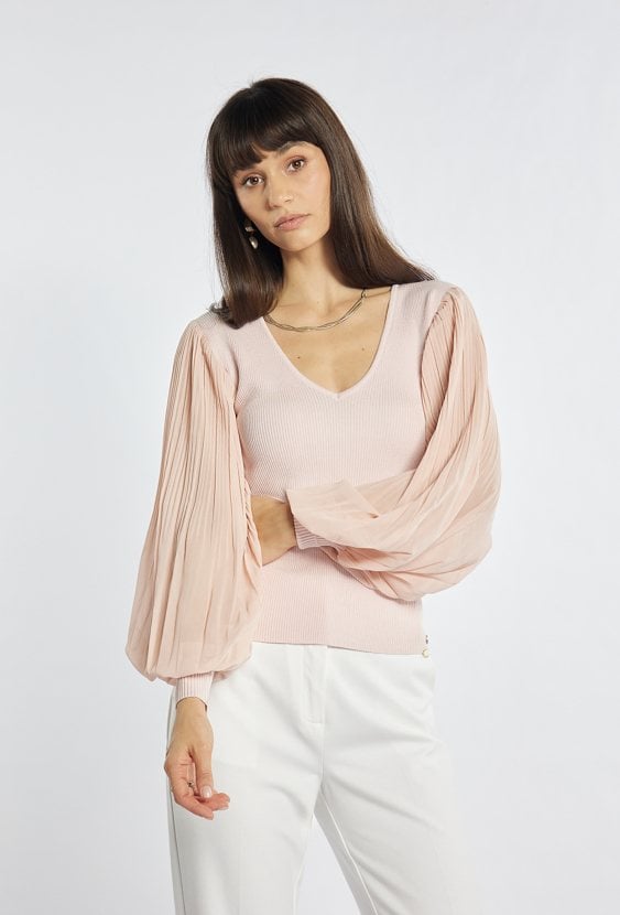 Sweter damski z bufiastymi rękawami