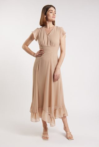 Elegancka sukienka damska z falbaną