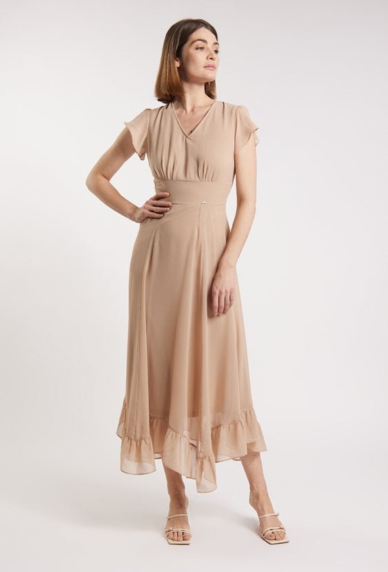 Elegancka sukienka damska z falbaną