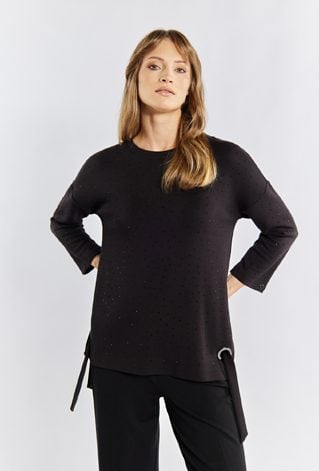Czarna bluza z wiązaniem