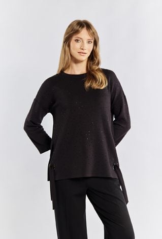 Czarna bluza z wiązaniem