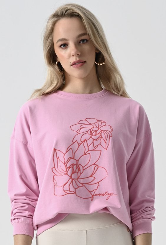 Róża bluza z aplikacją