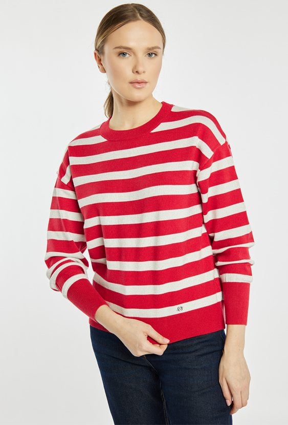 Sweter z połyskującymi paskami