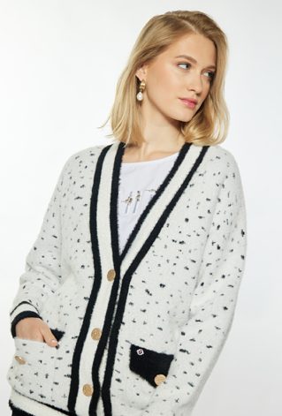 Wzorzysty sweter z krótkim włosiem