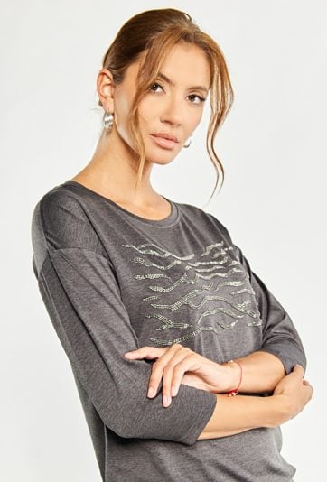 Bluzka damska z błyszczącym wzorem