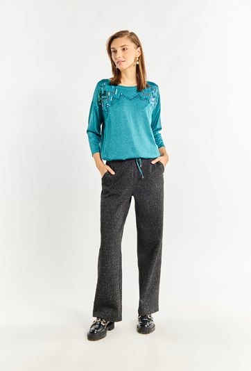 Bluzka damska z cekinowym wzorem