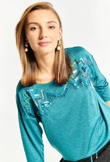 Bluzka damska z cekinowym wzorem