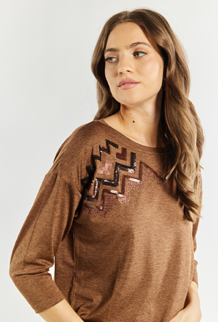 Bluzka damska z cekinowym wzorem