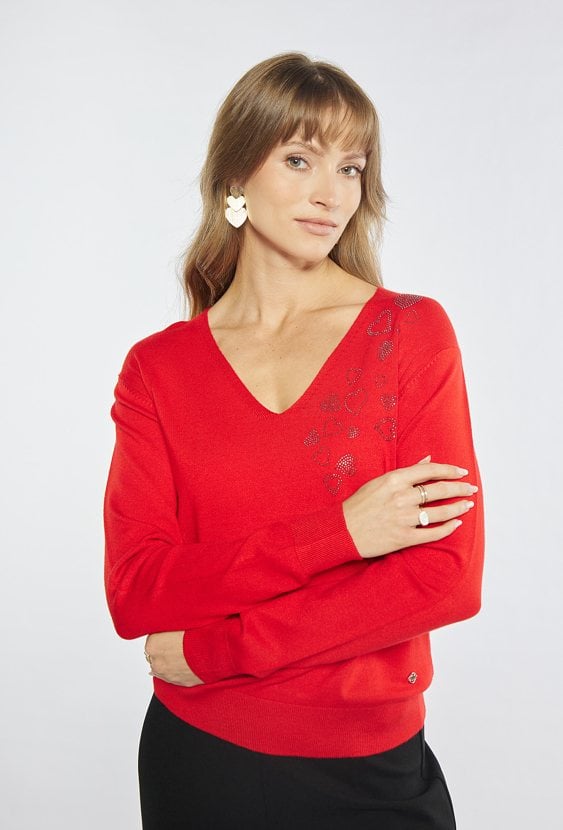 Czerwony sweter damski
