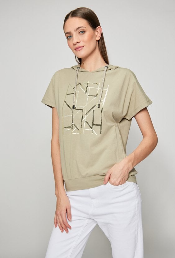 T-shirt damski z kapturem