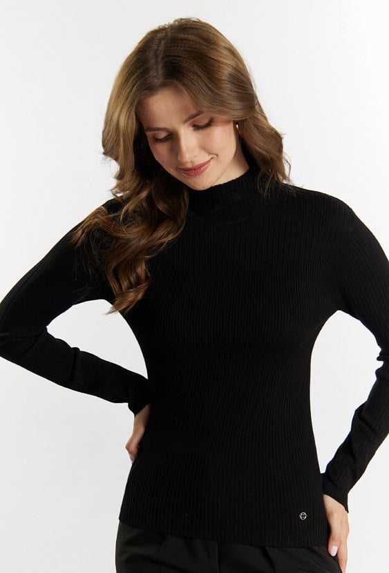 Prążkowany golf damski