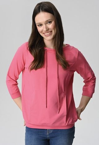 Różowa bluza ze sznurkiem przy dekolcie