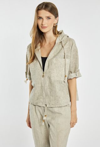 Lniana bluzka z kapturem