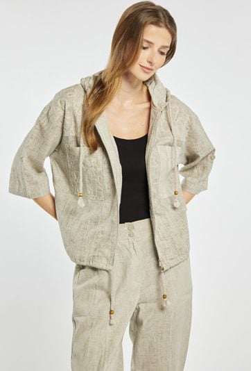 Lniana bluzka z kapturem