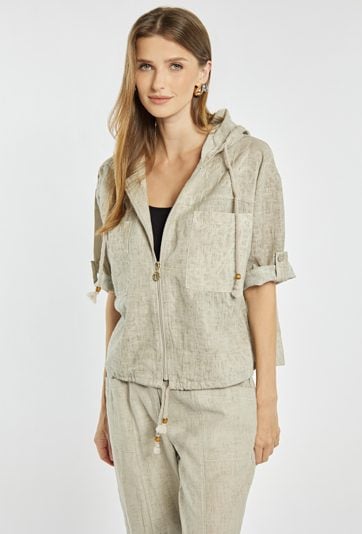 Lniana bluzka z kapturem