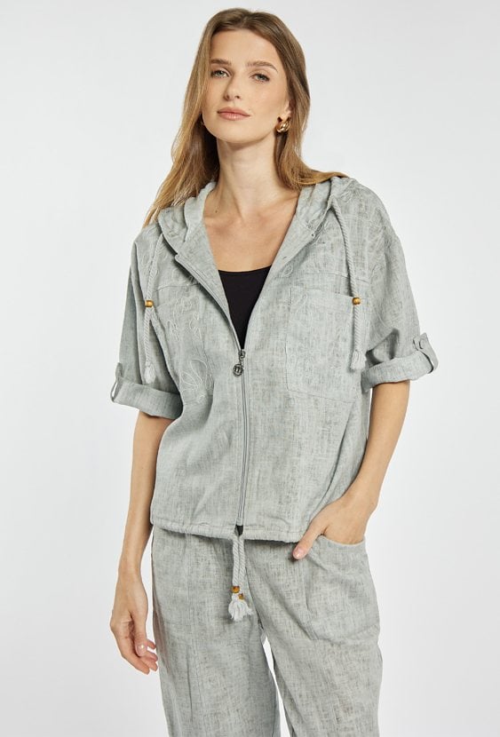 Lniana bluzka z kapturem