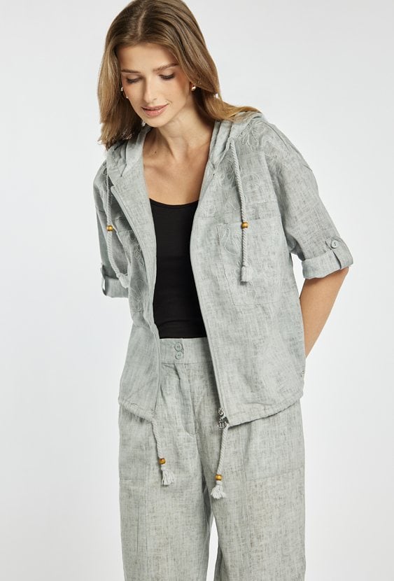 Lniana bluzka z kapturem