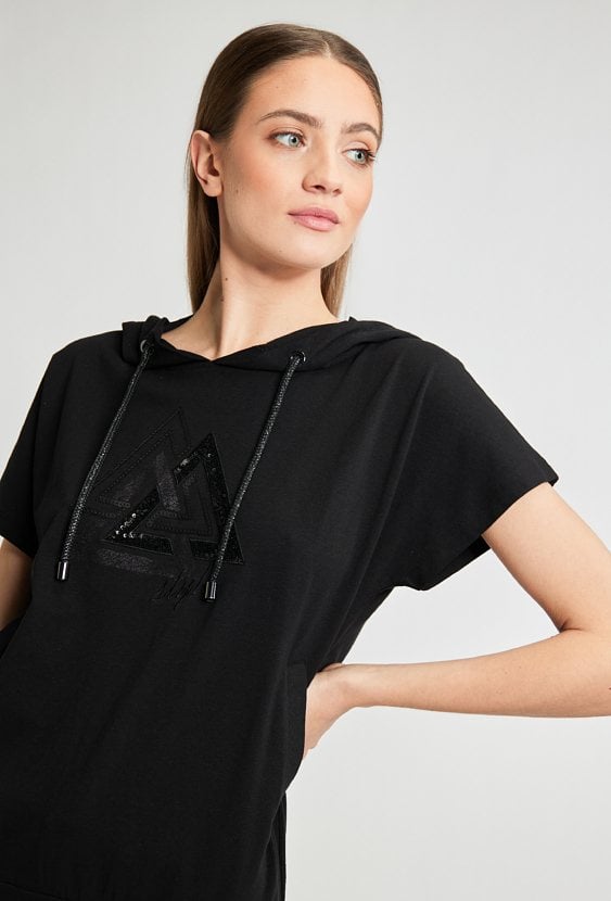 T-shirt damski z cekinowym wzorem