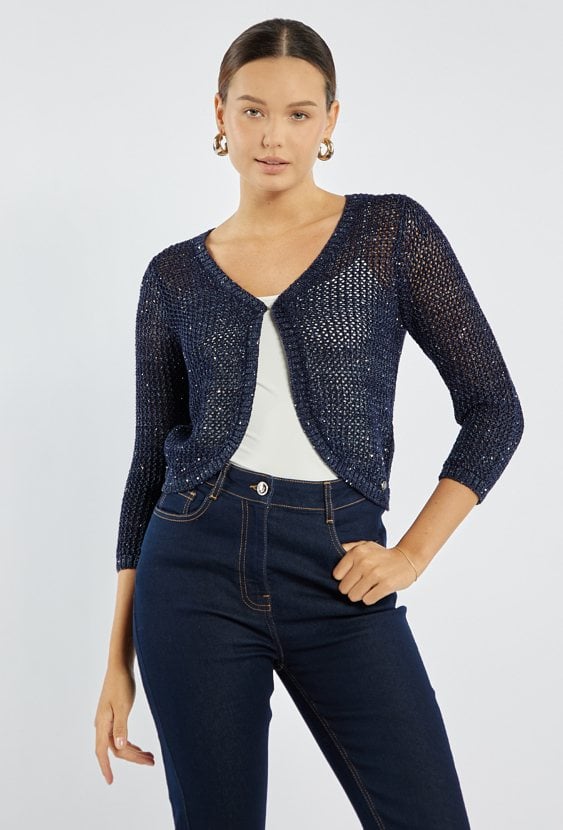 Ażurowy sweter damski