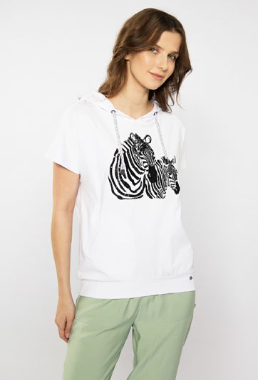 T-shirt damski z cekinowym wzorem