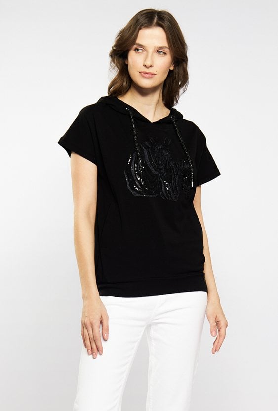 T-shirt damski z cekinowym wzorem