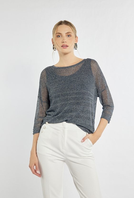 Sweter z siateczkowego materiału