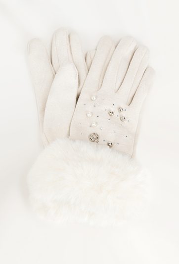 Rękawiczki z futrzanym mankietem