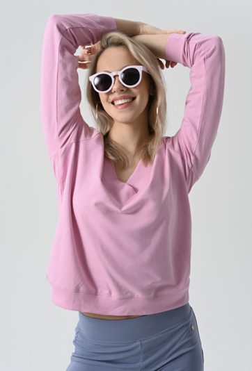 Różowa bluza z dekoltem w kształcie litery V