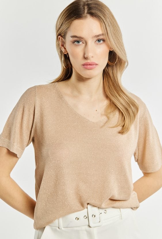 Połyskujący sweter damski
