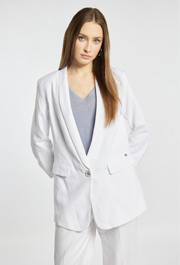 Biała marynarka z dodatkiem lnu