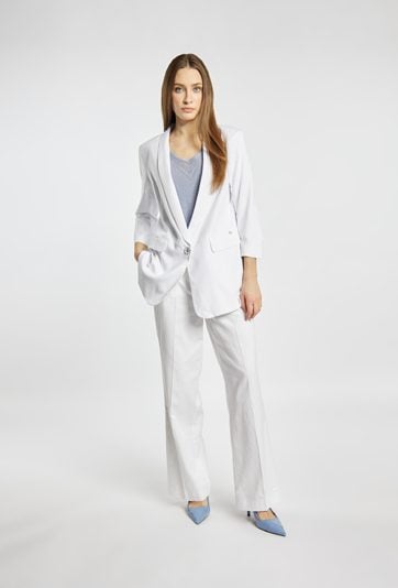 Biała marynarka z dodatkiem lnu