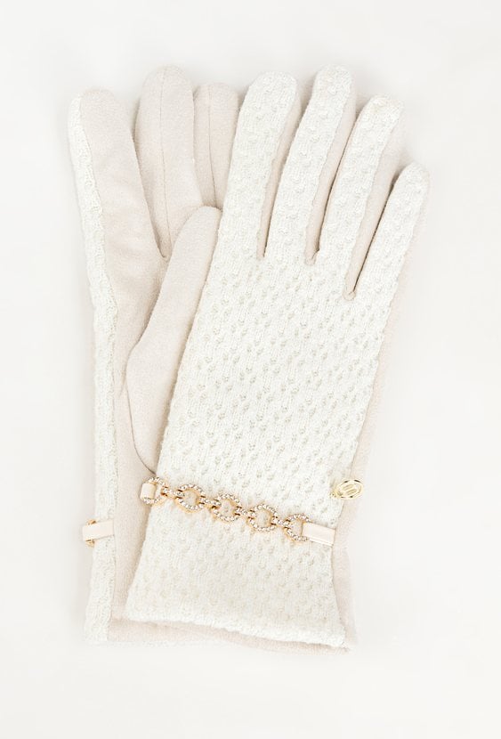 Rękawiczki z połyskującym łańcuszkiem