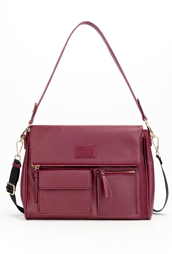 Bordowa listonoszka Nobo z kieszeniami