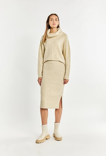 Swetrowa spódnica z cekinami