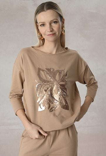 Bawełniana bluza z cekinową aplikacją