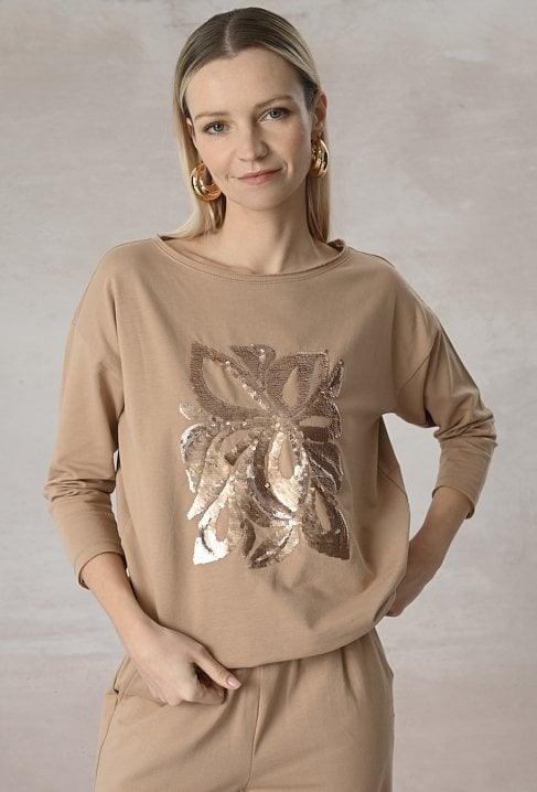 Bawełniana bluza z cekinową aplikacją