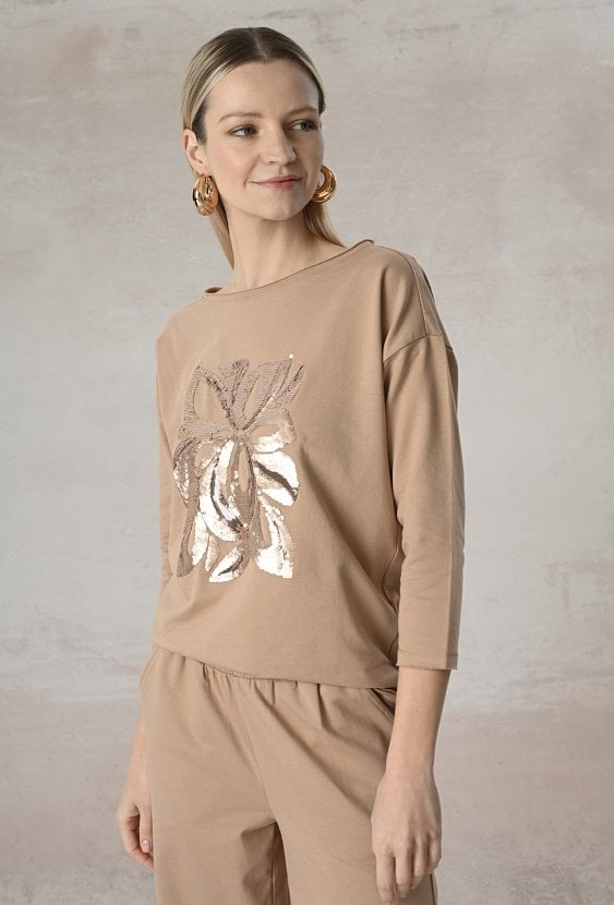 Bawełniana bluza z cekinową aplikacją