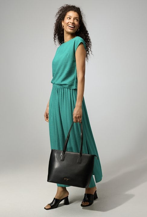 Długa spódnica z wiskozy i lnu