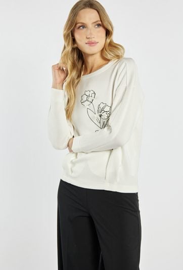 Bluza z ozdobnym kwiatem