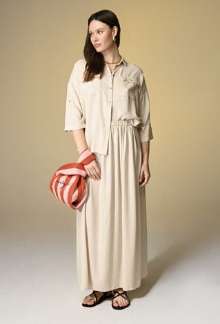 Długa spódnica z wiskozy i lnu