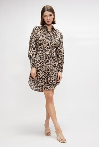 Koszulowa sukienka damska z paskiem