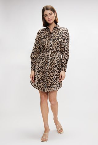 Koszulowa sukienka damska z paskiem