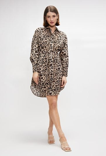 Koszulowa sukienka damska z paskiem