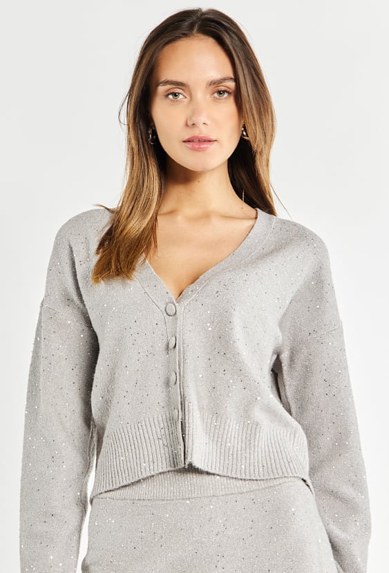 Krótki sweter z cekinami