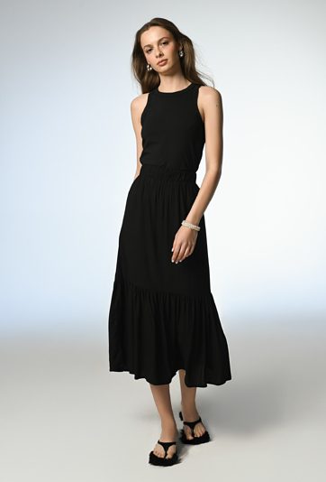 Wiskozowa spódnica z falbana