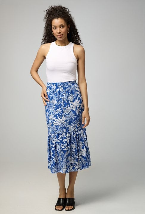 Wiskozowa spódnica z falbana