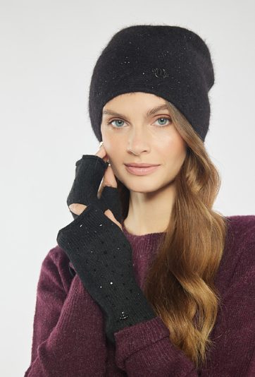 Czarne rękawiczki z połyskiem