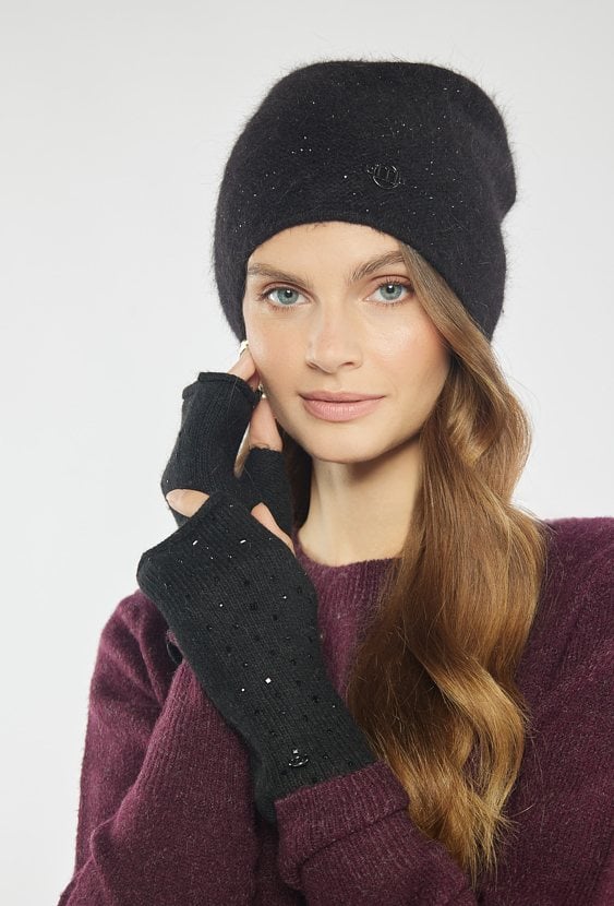 Czarne rękawiczki z połyskiem