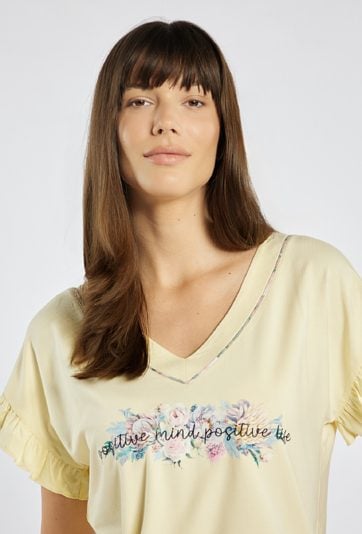 Koszulka od piżamy z falbanką